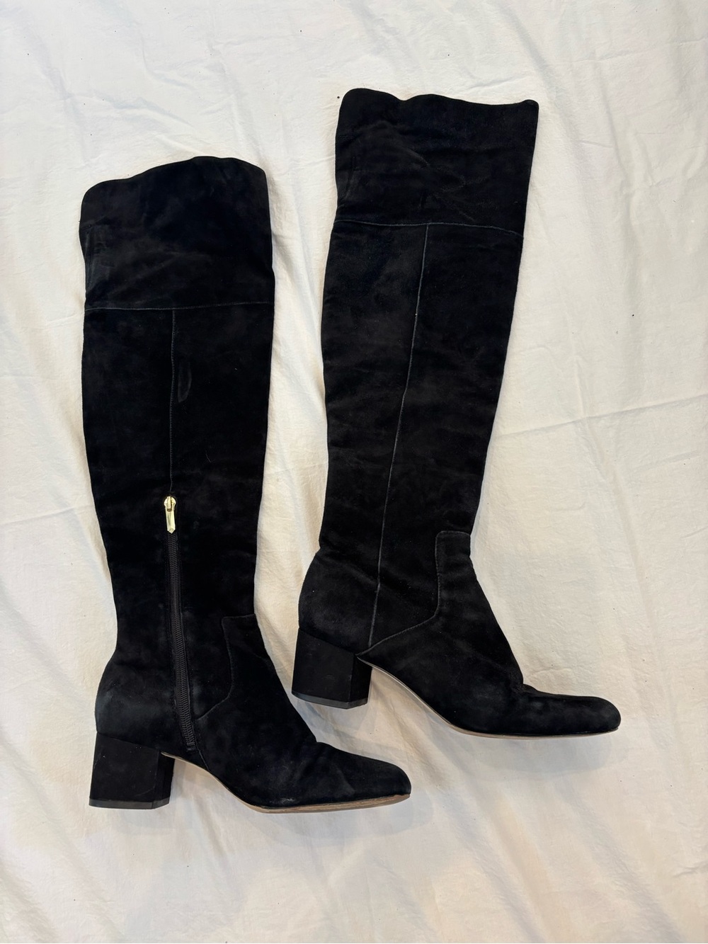 Sam Edelman Black Suede Over-the-Knee Block Heel Boots